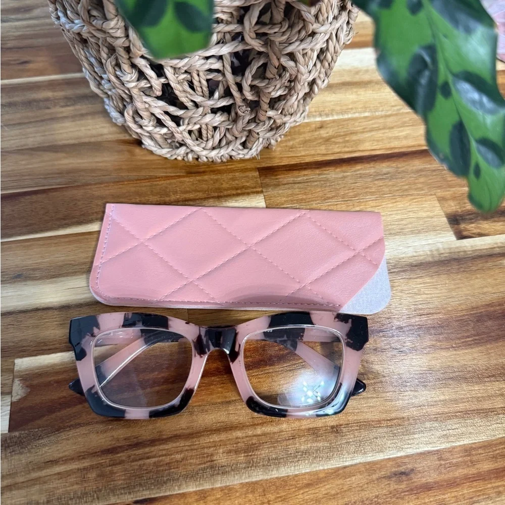 Stylish Pink and Black Women's blue light filter Glasses